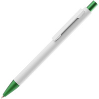 Ручка шариковая Chromatic White, белая с зеленым купить с нанесением логотипа оптом на заказ в интернет-магазине Санкт-Петербург
