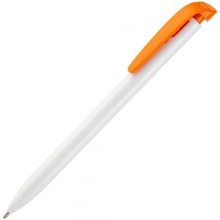 Ручка шариковая Favorite, белая с оранжевым купить с нанесением логотипа оптом на заказ в интернет-магазине Санкт-Петербург