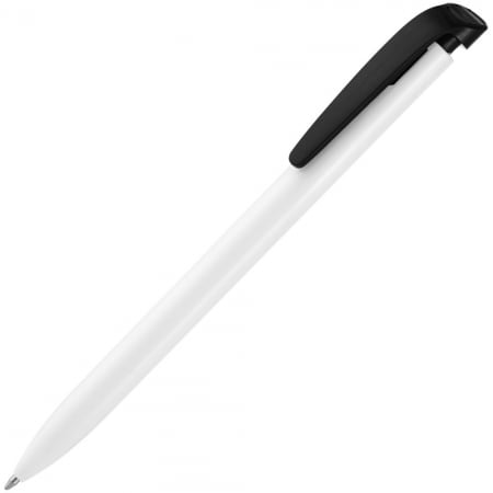 Ручка шариковая Favorite, белая с черным купить с нанесением логотипа оптом на заказ в интернет-магазине Санкт-Петербург