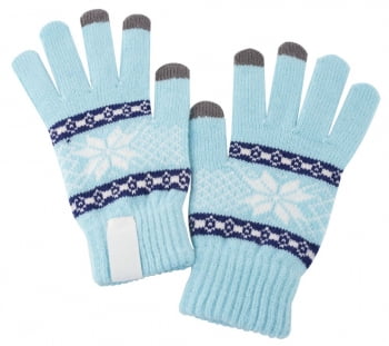 Сенсорные перчатки Snowflake, голубые купить с нанесением логотипа оптом на заказ в интернет-магазине Санкт-Петербург