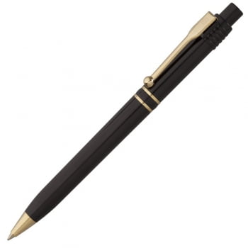 Ручка шариковая Raja Gold, черная купить с нанесением логотипа оптом на заказ в интернет-магазине Санкт-Петербург
