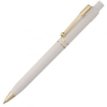 Ручка шариковая Raja Gold, белая купить с нанесением логотипа оптом на заказ в интернет-магазине Санкт-Петербург
