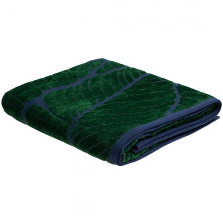 Полотенце In Leaf, большое, синее с зеленым купить с нанесением логотипа оптом на заказ в интернет-магазине Санкт-Петербург