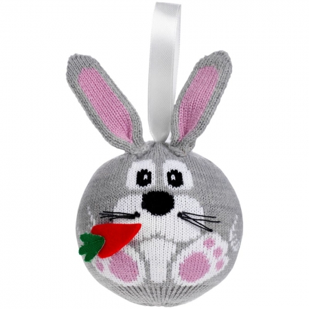 Елочный шар «Заяц с морковкой» купить с нанесением логотипа оптом на заказ в интернет-магазине Санкт-Петербург