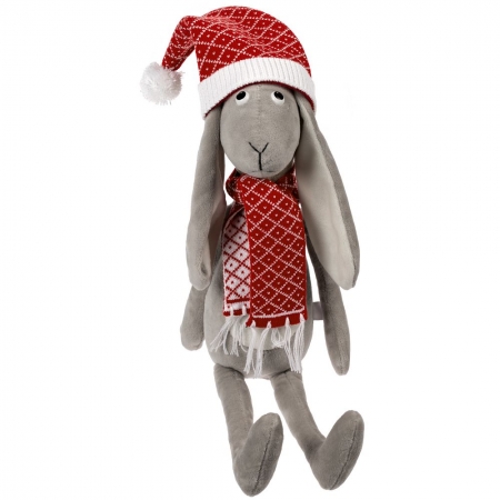 Игрушка Smart Bunny, в красном шарфике и шапочке купить с нанесением логотипа оптом на заказ в интернет-магазине Санкт-Петербург