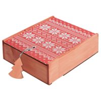 Коробка деревянная «Скандик», большая, красная купить с нанесением логотипа оптом на заказ в интернет-магазине Санкт-Петербург