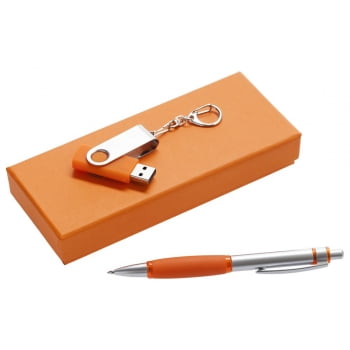 Набор Notes: ручка и флешка, оранжевый купить с нанесением логотипа оптом на заказ в интернет-магазине Санкт-Петербург
