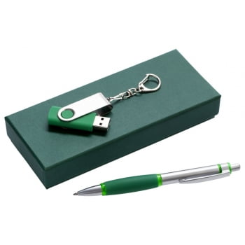 Набор Notes: ручка и флешка, зеленый купить с нанесением логотипа оптом на заказ в интернет-магазине Санкт-Петербург