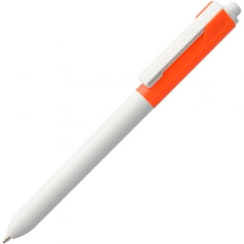 Ручка шариковая Hint Special, белая с оранжевым купить с нанесением логотипа оптом на заказ в интернет-магазине Санкт-Петербург
