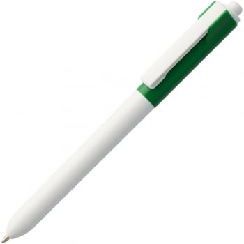 Ручка шариковая Hint Special, белая с зеленым купить с нанесением логотипа оптом на заказ в интернет-магазине Санкт-Петербург
