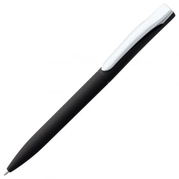 Ручка шариковая Pin Soft Touch, черная купить с нанесением логотипа оптом на заказ в интернет-магазине Санкт-Петербург