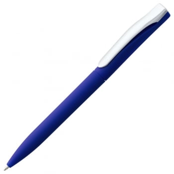 Ручка шариковая Pin Soft Touch, синяя купить с нанесением логотипа оптом на заказ в интернет-магазине Санкт-Петербург