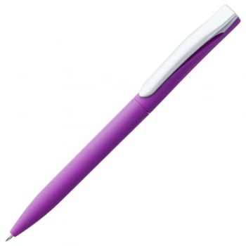 Ручка шариковая Pin Soft Touch, фиолетовая купить с нанесением логотипа оптом на заказ в интернет-магазине Санкт-Петербург