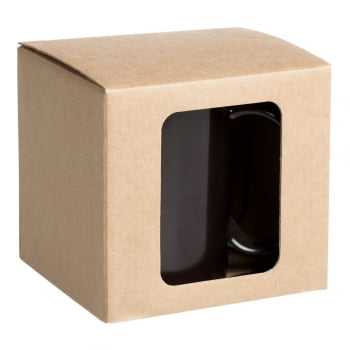 Коробка для кружки Window, крафт купить с нанесением логотипа оптом на заказ в интернет-магазине Санкт-Петербург
