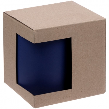 Коробка для кружки с окошком, крафт, ver.2 купить с нанесением логотипа оптом на заказ в интернет-магазине Санкт-Петербург