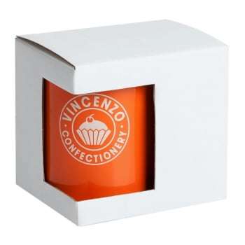 Коробка для кружки с окошком, белая купить с нанесением логотипа оптом на заказ в интернет-магазине Санкт-Петербург