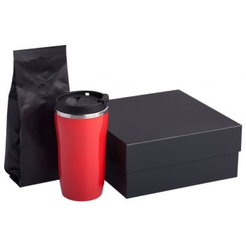 Набор: термостакан и кофе, красный купить с нанесением логотипа оптом на заказ в интернет-магазине Санкт-Петербург