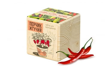 Набор для выращивания «Экокуб», перчик жгучий купить с нанесением логотипа оптом на заказ в интернет-магазине Санкт-Петербург