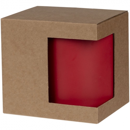 Коробка для кружки с окном Cupcase, крафт купить с нанесением логотипа оптом на заказ в интернет-магазине Санкт-Петербург
