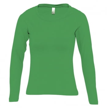 Футболка женская с длинным рукавом MAJESTIC 150, ярко-зеленая купить с нанесением логотипа оптом на заказ в интернет-магазине Санкт-Петербург