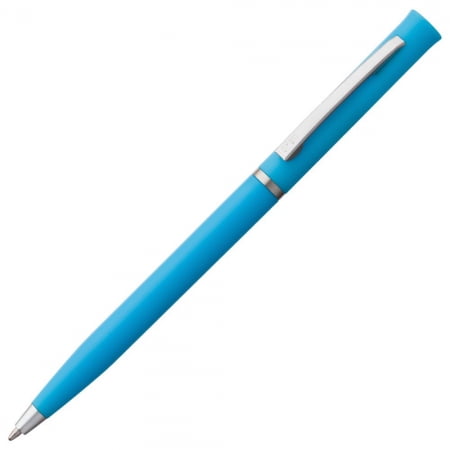 Ручка шариковая Euro Chrome, голубая купить с нанесением логотипа оптом на заказ в интернет-магазине Санкт-Петербург