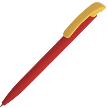 Ручка шариковая Clear Solid, красная с желтым купить с нанесением логотипа оптом на заказ в интернет-магазине Санкт-Петербург