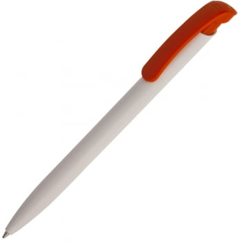 Ручка шариковая Clear Solid, белая с оранжевым купить с нанесением логотипа оптом на заказ в интернет-магазине Санкт-Петербург