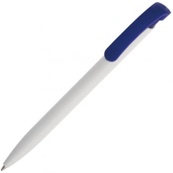 Ручка шариковая Clear Solid, белая с синим купить с нанесением логотипа оптом на заказ в интернет-магазине Санкт-Петербург