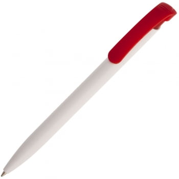 Ручка шариковая Clear Solid, белая с красным купить с нанесением логотипа оптом на заказ в интернет-магазине Санкт-Петербург