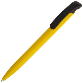 Ручка шариковая Clear Solid, желтая с черным купить с нанесением логотипа оптом на заказ в интернет-магазине Санкт-Петербург