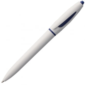 Ручка шариковая S! (Си), белая с темно-синим купить с нанесением логотипа оптом на заказ в интернет-магазине Санкт-Петербург