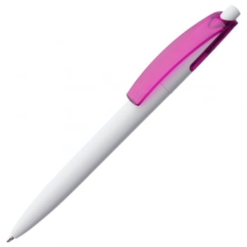 Ручка шариковая Bento, белая с розовым купить с нанесением логотипа оптом на заказ в интернет-магазине Санкт-Петербург