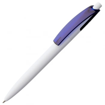 Ручка шариковая Bento, белая с синим купить с нанесением логотипа оптом на заказ в интернет-магазине Санкт-Петербург