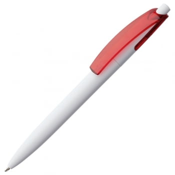Ручка шариковая Bento, белая с красным купить с нанесением логотипа оптом на заказ в интернет-магазине Санкт-Петербург
