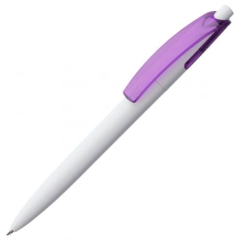 Ручка шариковая Bento, белая с фиолетовым купить с нанесением логотипа оптом на заказ в интернет-магазине Санкт-Петербург