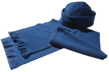 Комплект Unit Fleecy: шарф и шапка, синий купить с нанесением логотипа оптом на заказ в интернет-магазине Санкт-Петербург