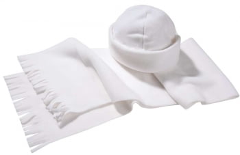 Комплект Unit Fleecy: шарф и шапка, белый купить с нанесением логотипа оптом на заказ в интернет-магазине Санкт-Петербург