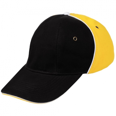Бейсболка Unit Smart, черная со светло-желтым купить с нанесением логотипа оптом на заказ в интернет-магазине Санкт-Петербург
