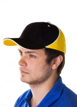 Бейсболка UNIT SMART, черная с желтым купить с нанесением логотипа оптом на заказ в интернет-магазине Санкт-Петербург