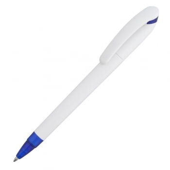 Ручка шариковая Beo Sport, белая с синим купить с нанесением логотипа оптом на заказ в интернет-магазине Санкт-Петербург