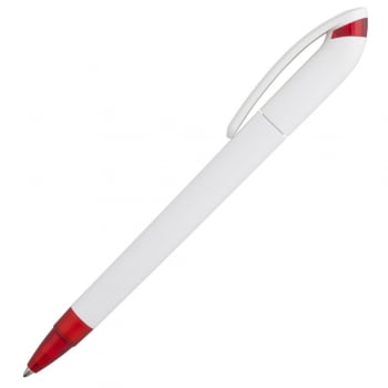 Ручка шариковая Beo Sport, белая с красным купить с нанесением логотипа оптом на заказ в интернет-магазине Санкт-Петербург