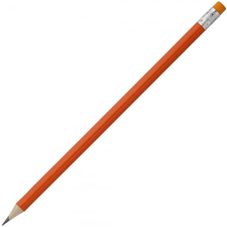Карандаш простой Hand Friend с ластиком, оранжевый купить с нанесением логотипа оптом на заказ в интернет-магазине Санкт-Петербург