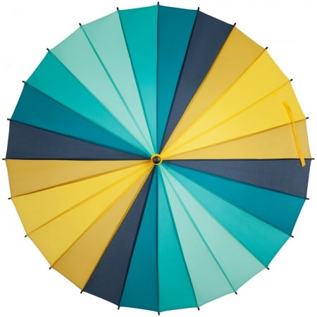 Зонт-трость «Спектр», бирюзовый с желтым купить с нанесением логотипа оптом на заказ в интернет-магазине Санкт-Петербург