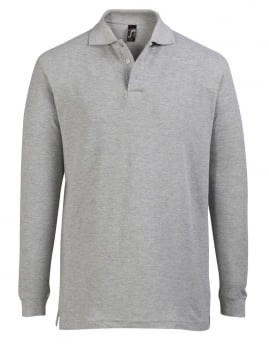 Рубашка поло мужская с длинным рукавом STAR 170, серый меланж купить с нанесением логотипа оптом на заказ в интернет-магазине Санкт-Петербург