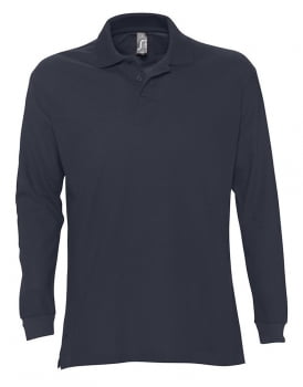 Рубашка поло мужская с длинным рукавом STAR 170, темно-синяя купить с нанесением логотипа оптом на заказ в интернет-магазине Санкт-Петербург