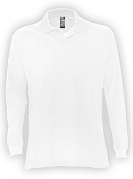 Рубашка поло мужская с длинным рукавом STAR 170, белая купить с нанесением логотипа оптом на заказ в интернет-магазине Санкт-Петербург