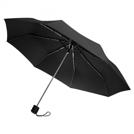 Зонт складной Basic, черный купить с нанесением логотипа оптом на заказ в интернет-магазине Санкт-Петербург