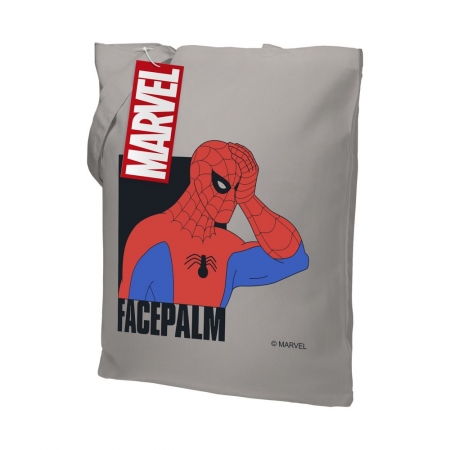 Холщовая сумка Facepalm, серая купить с нанесением логотипа оптом на заказ в интернет-магазине Санкт-Петербург