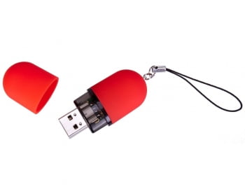 Флешка «Капсула», красная, 8 Гб с нанесением логотипа купить оптом в интернет-магазине Санкт-Петербург