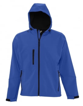 Куртка мужская с капюшоном Replay Men 340, ярко-синяя купить с нанесением логотипа оптом на заказ в интернет-магазине Санкт-Петербург